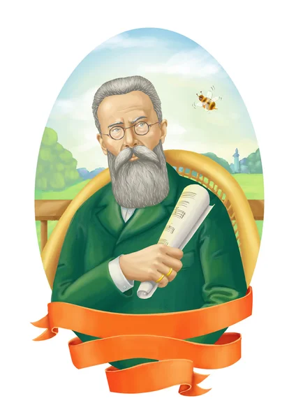 Nikolai Rimsky-Korsakov portrait  illustration  digital painting